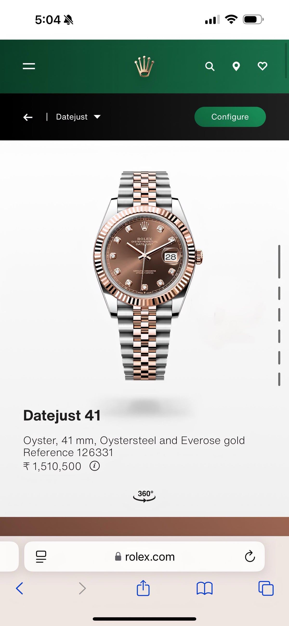 ROL.EX DATEJUST 41mm CHOCLATE WITH DIAMOND FACE
