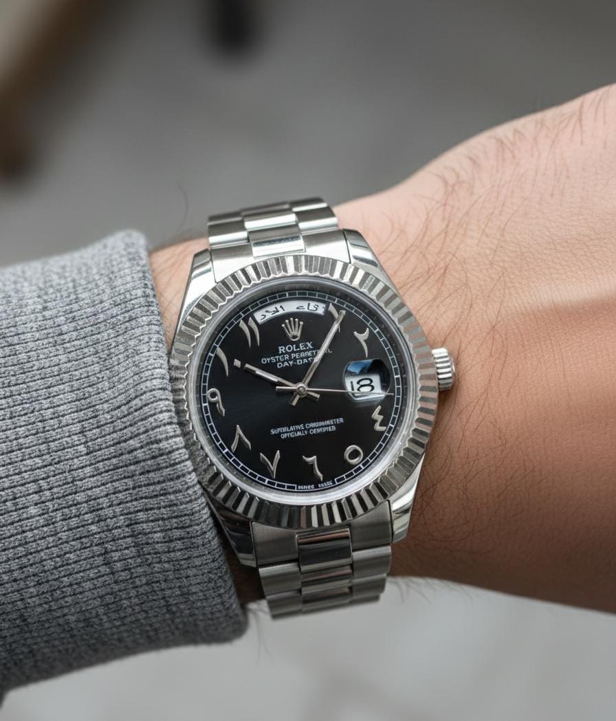 Rol.ex Oyster Perpetual Day Date Arabic Silver