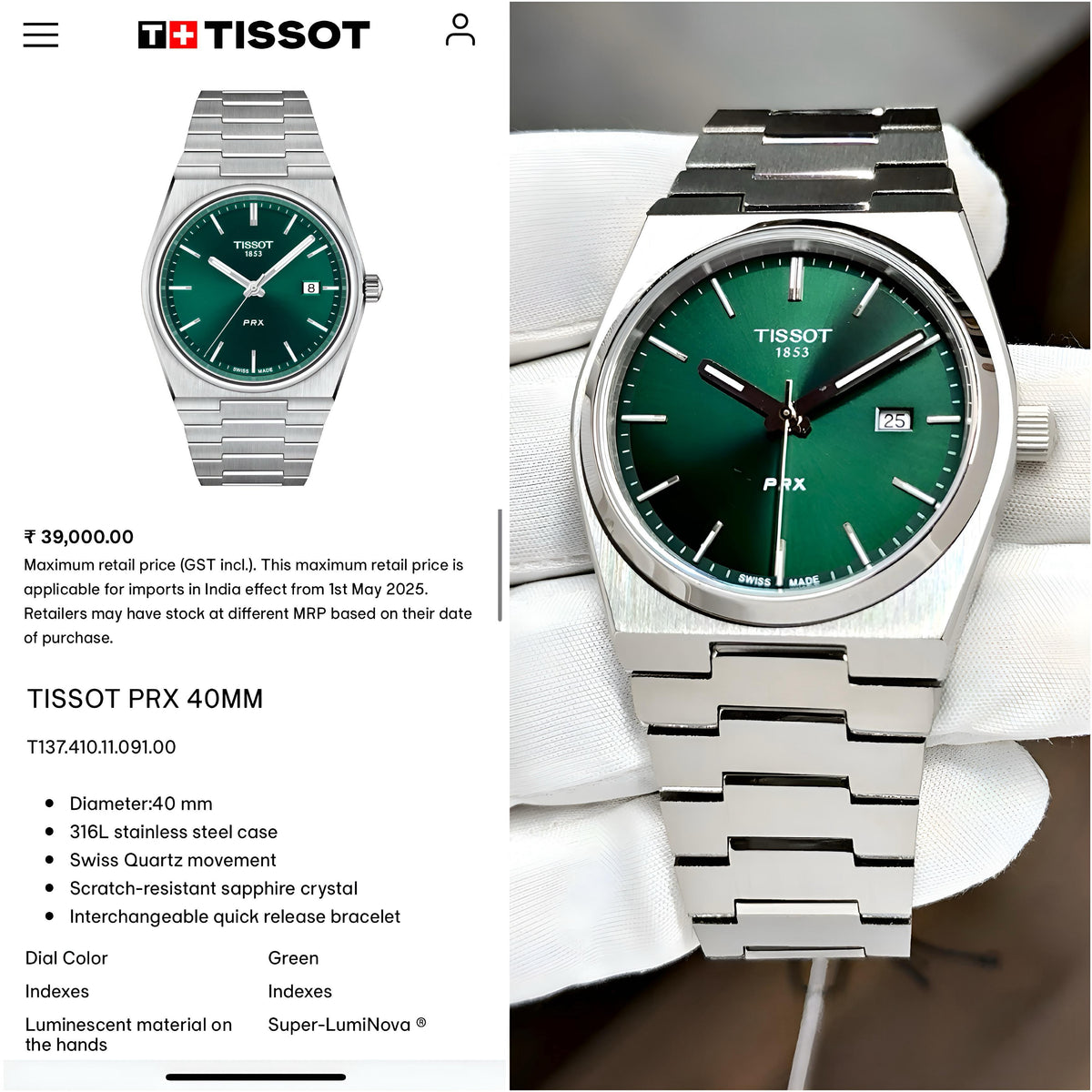 Tis.sot 1853 Prx Automatic Top Quality