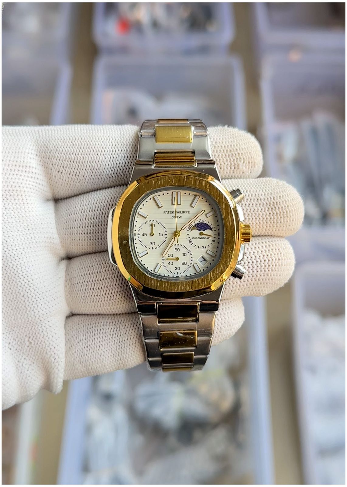 New Patek_Philippe Nautilus Steel Sun Moon