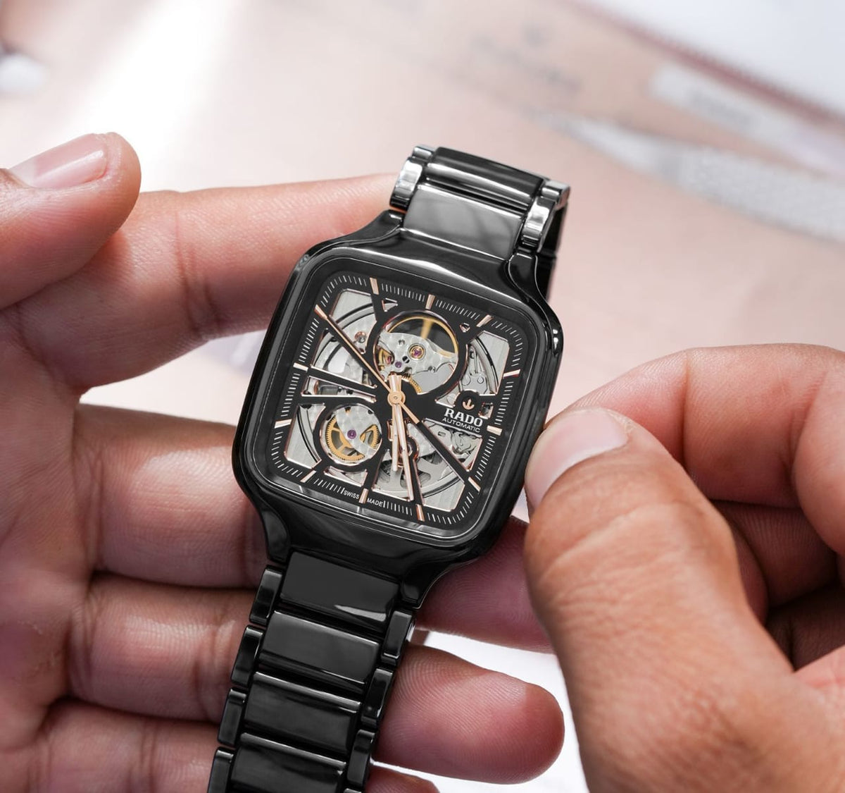Ra.do True Square Automatic Ceramic Black-Copper