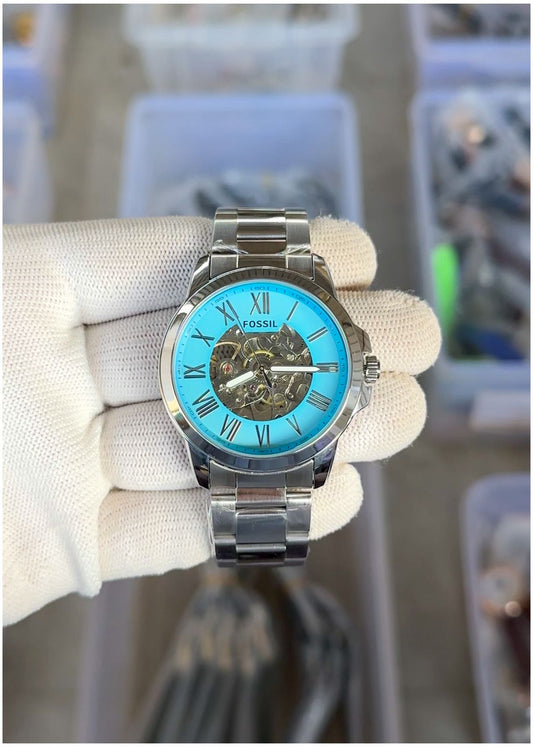 Fos.sil Flynn Automatic Silver-Skyblue