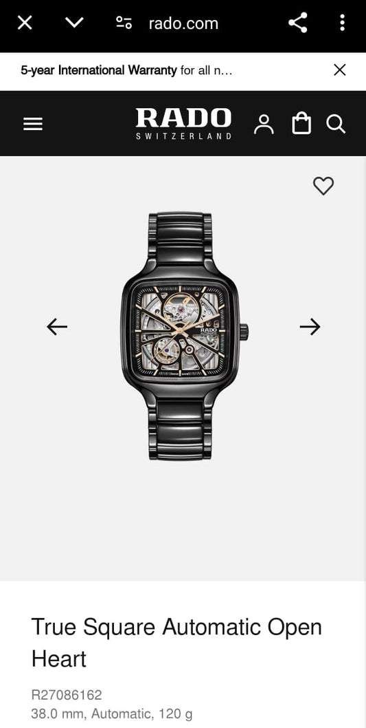 Ra.do True Square Automatic Ceramic Black-Copper