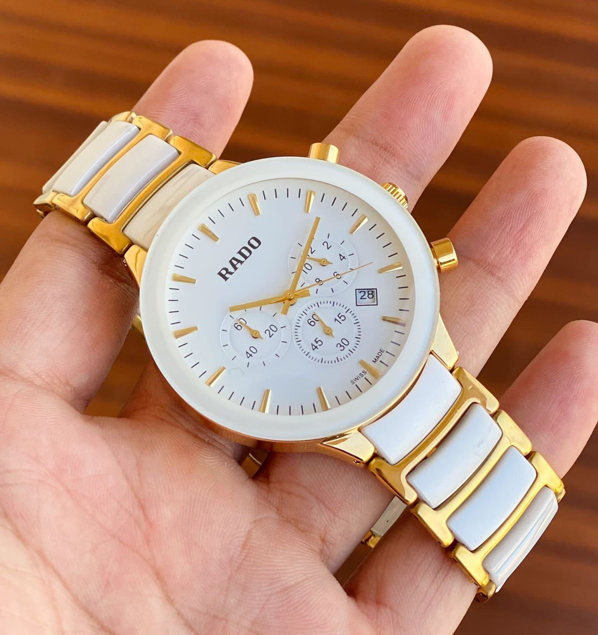 RA.DO CENTRIX CHRONOGRAPH IN WHITE CERAMIC & GOLD