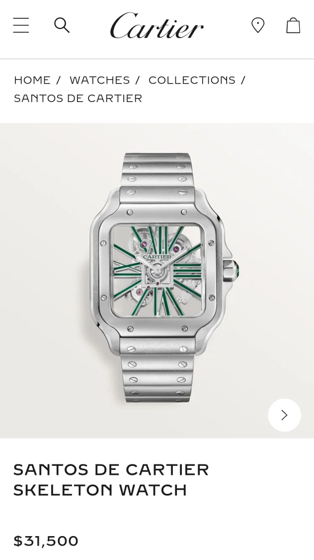 Car.tier Santos Skeleton battery silver green