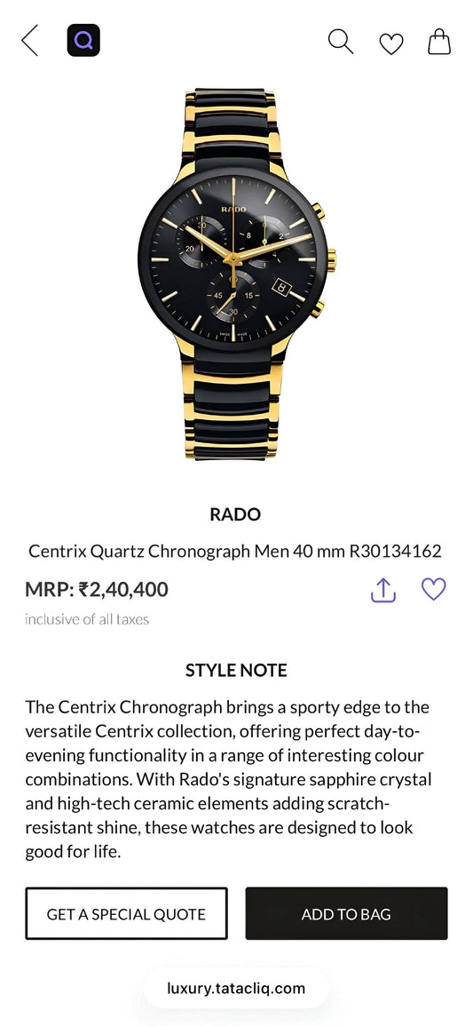 RA.DO CENTRIX CHRONOGRAPH BLACK & GOLD