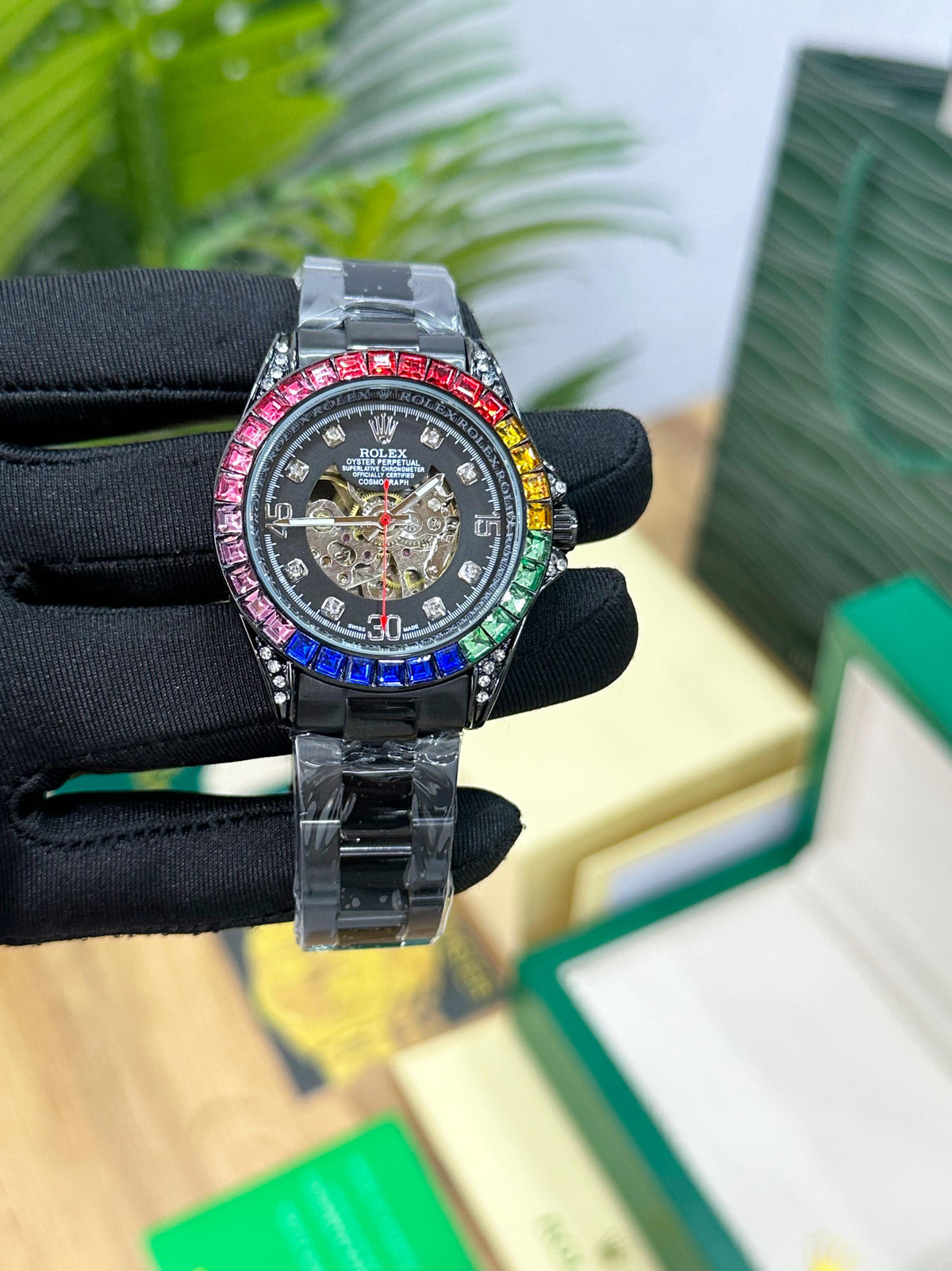 ROL.EX DAYTONA RAINBOW OPEN HEART black