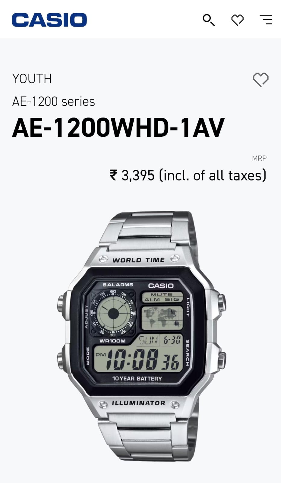 NewCasio illuminator AE-1200-WHD-1AV