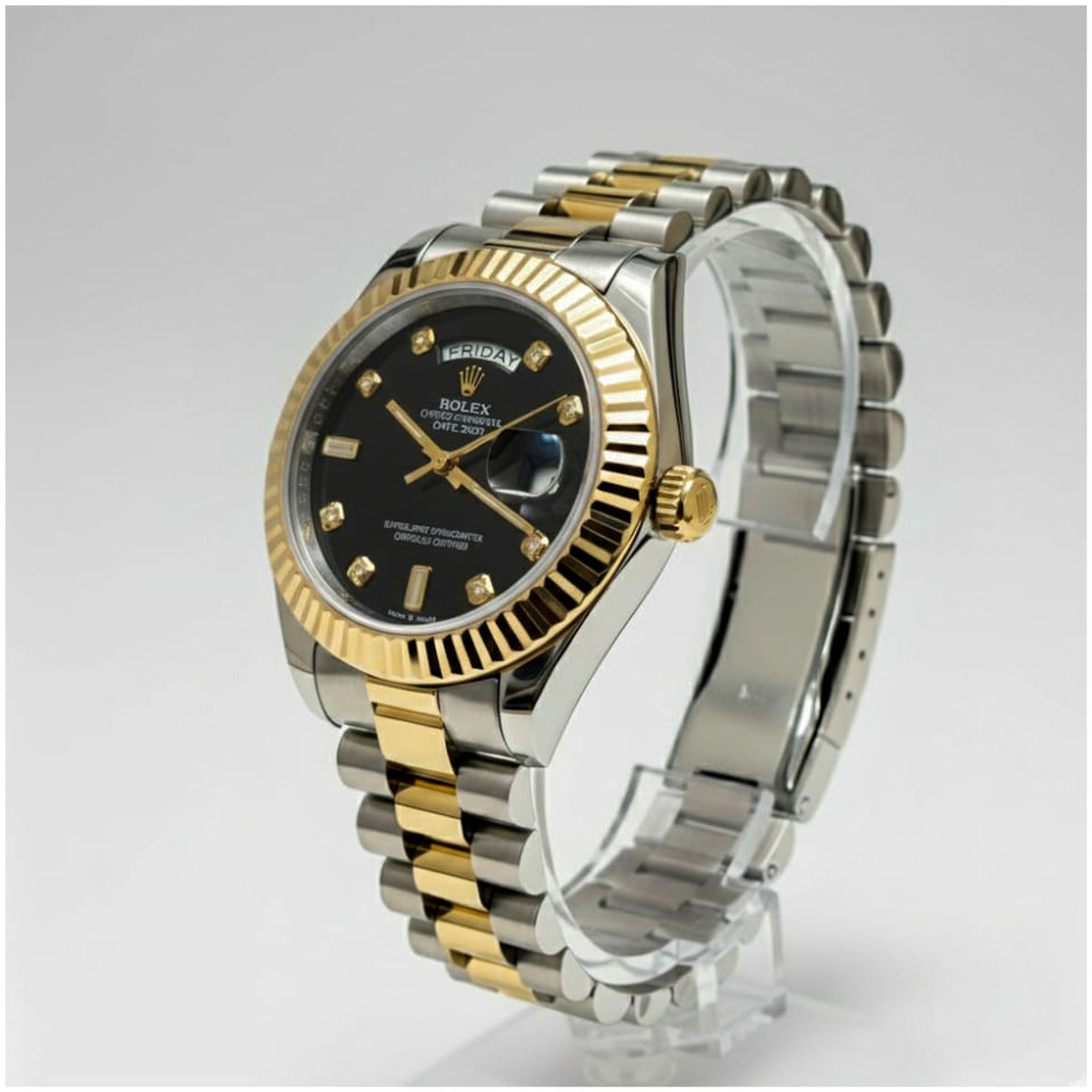 Rol.ex Oyster Perpetual Day Date Diamond 40 Battery Working Like Automatic