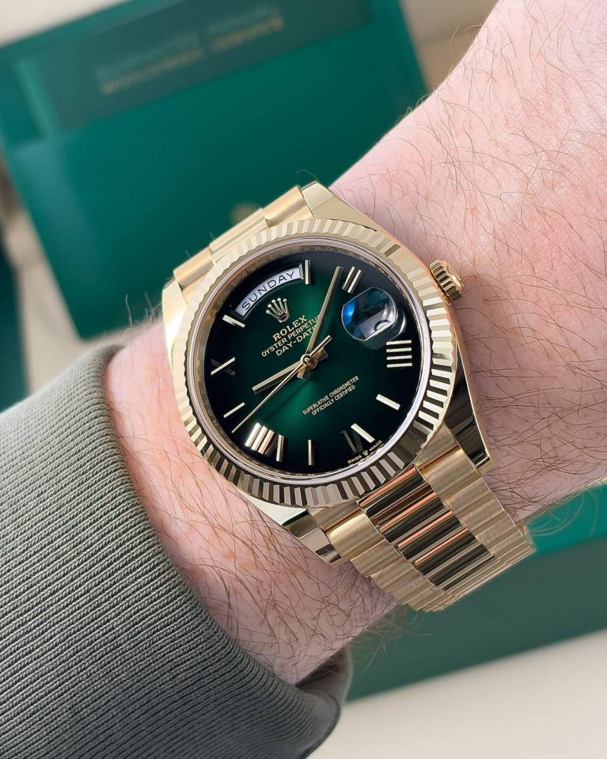 Rol.ex Oyster Perpetual Day Date 40 Battery Gold-Green