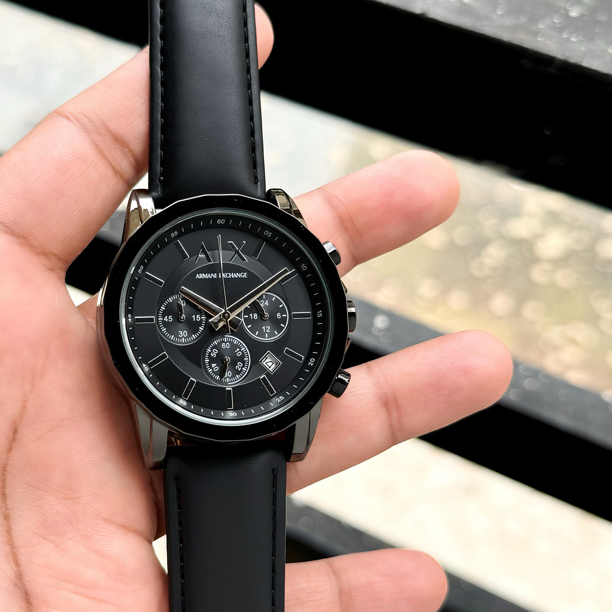Ar.mani Exchange Gunmetal Leather