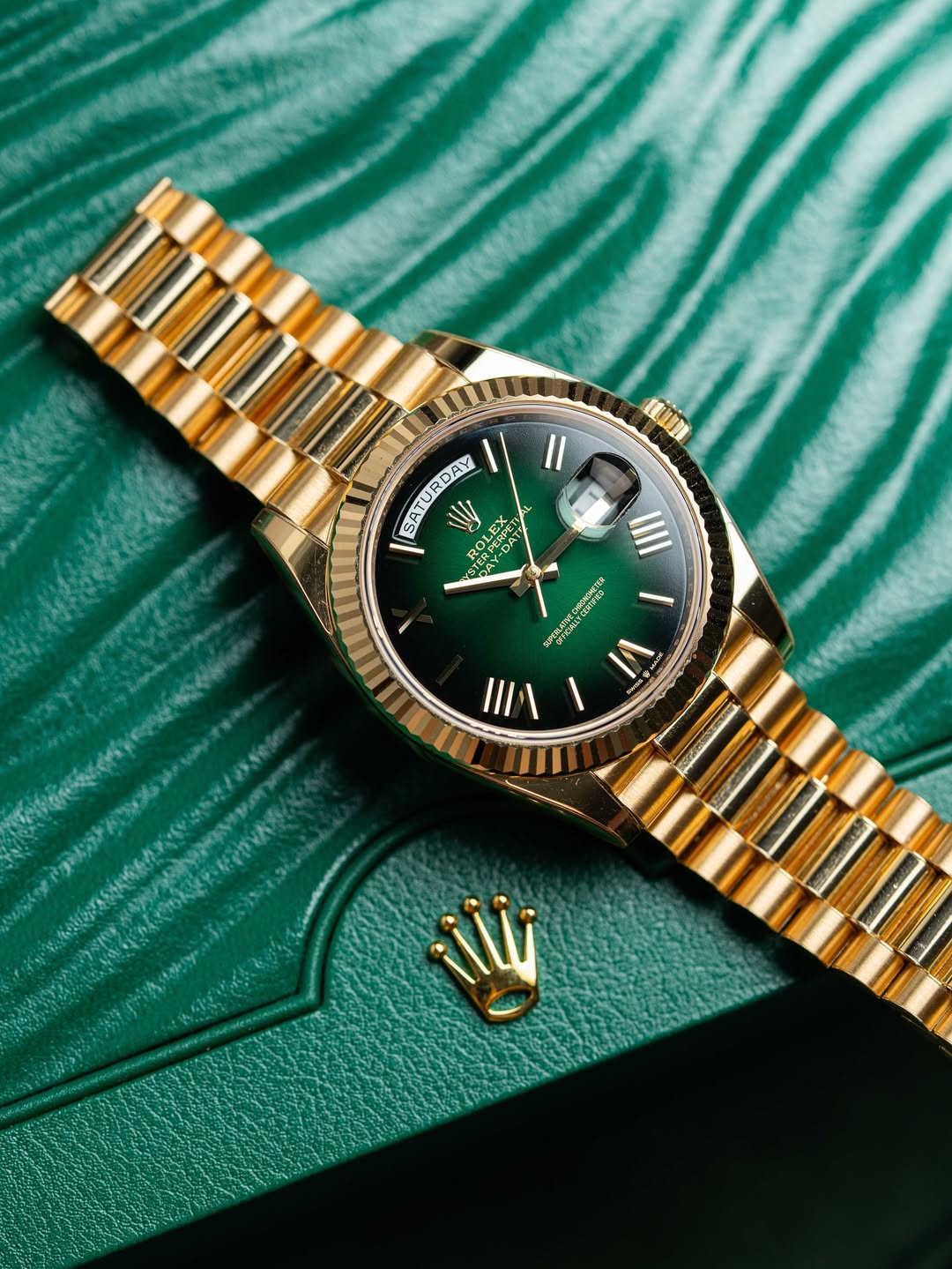 Rol.ex Oyster perpetual Day Date Automatic Gold-Green