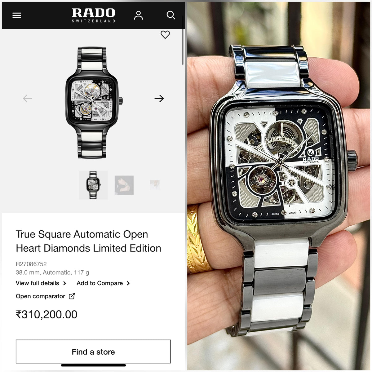 Ra.do True Square Automaticceramic Limited Edition Silver Niddle