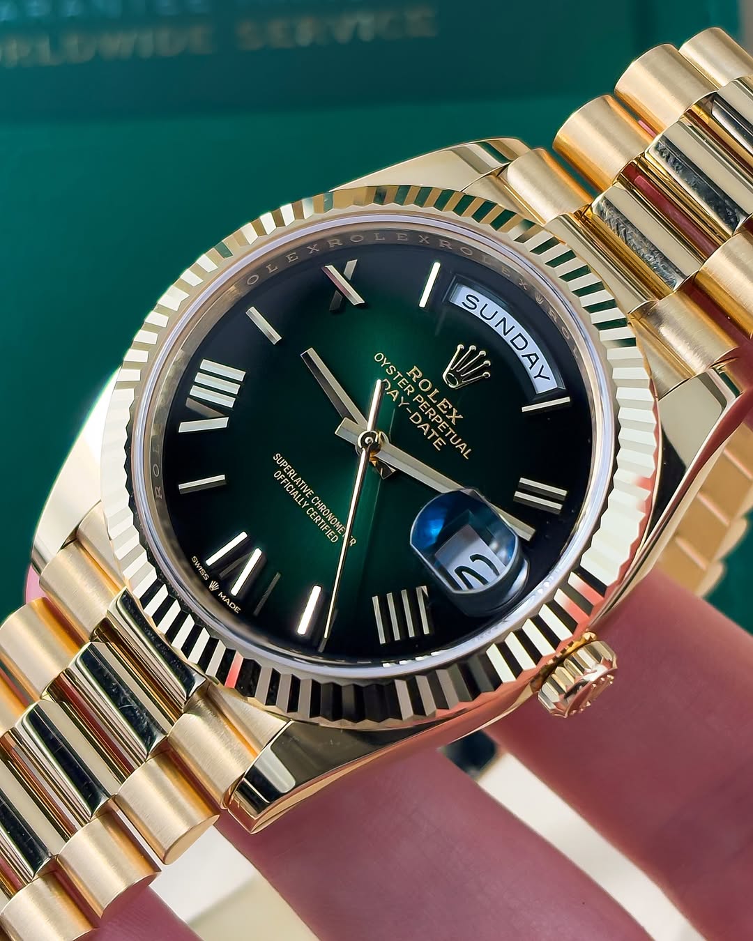Rol.ex Oyster perpetual Day Date Automatic Gold-Green