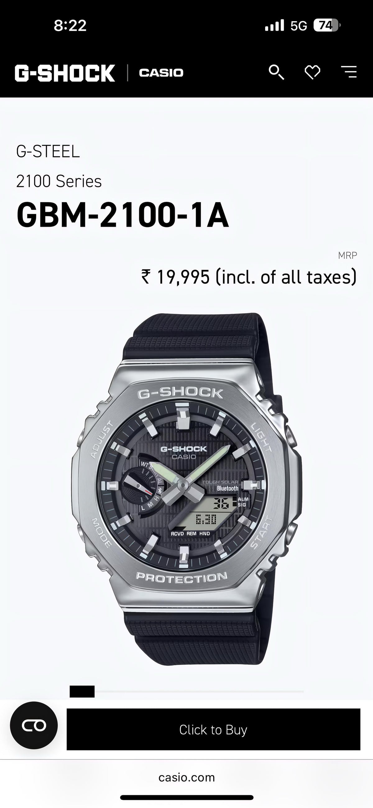 NEW G-SHOCK GM-2100 BLACK & SILVER