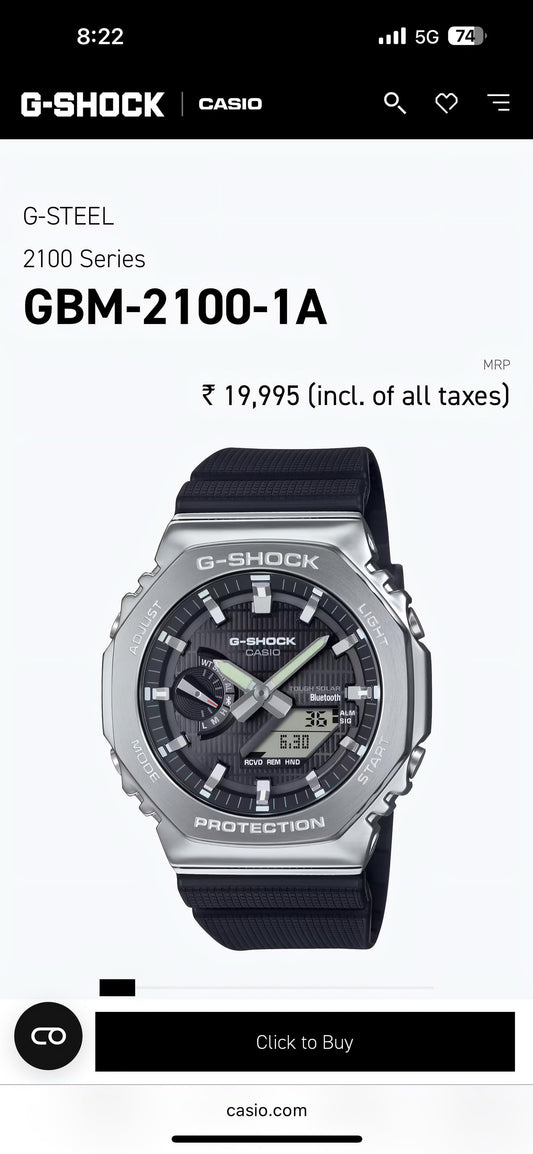 NEW G-SHOCK GM-2100 BLACK & SILVER