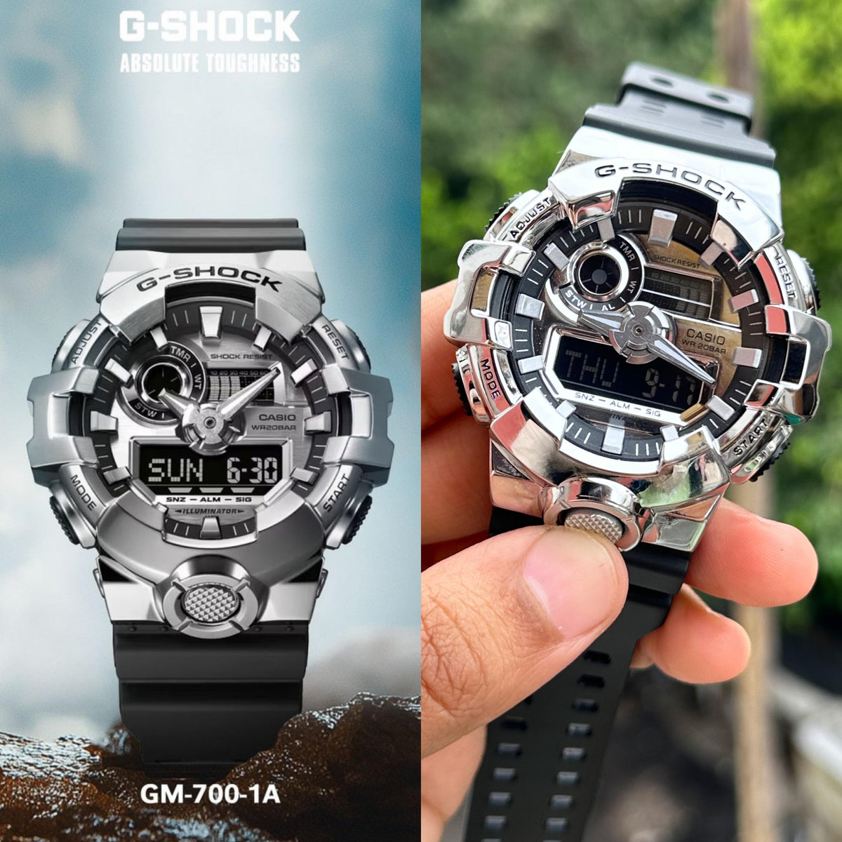 PREMIUM & EXCLUSIVE G-SHOCK GM 700 BLACK & STEEL WITH ALL FEATURES WORKIN