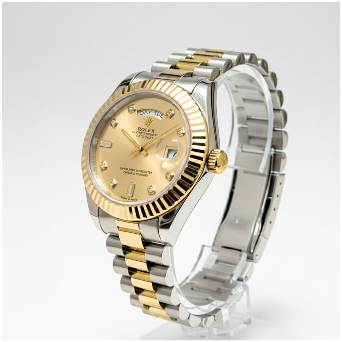 Rol.ex Oyster Perpetual Day Date Diamond 40 Battery Working Like Automatic
