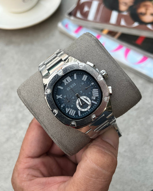 Gue.ss Square Chronograph Silver-Blue