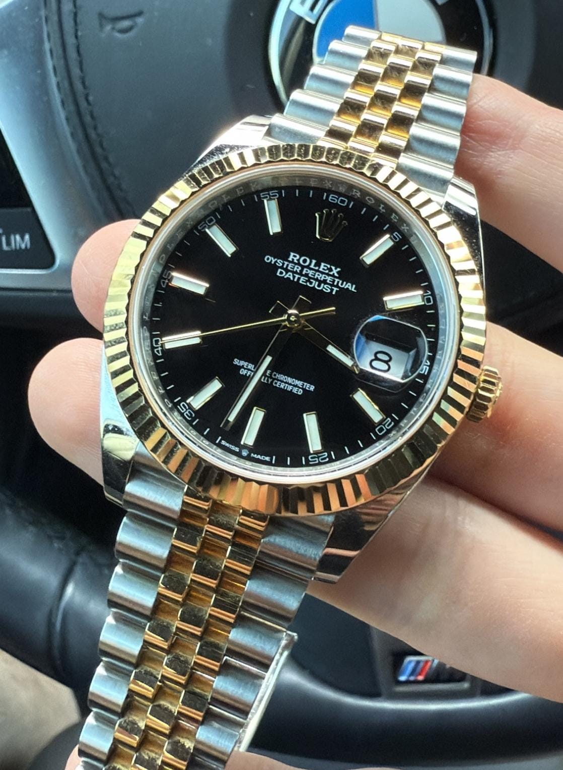 Rol.ex Oyster Perpetual Date Just 2Ton-Gold-Black Working Like Automatic