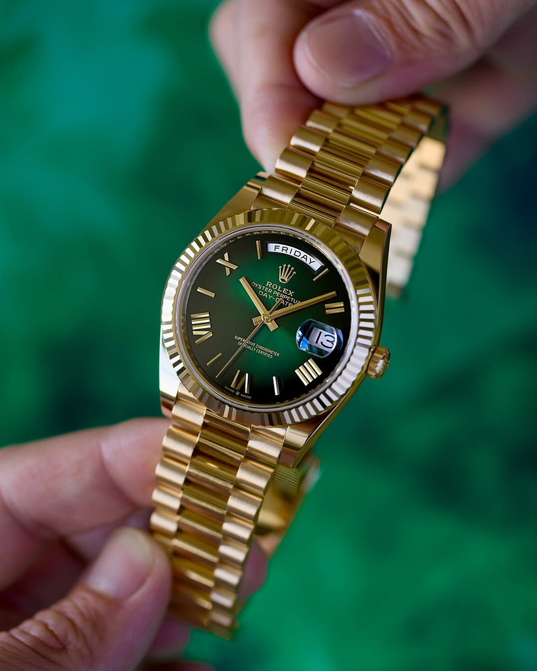 Rol.ex Oyster perpetual Day Date Automatic Gold-Green