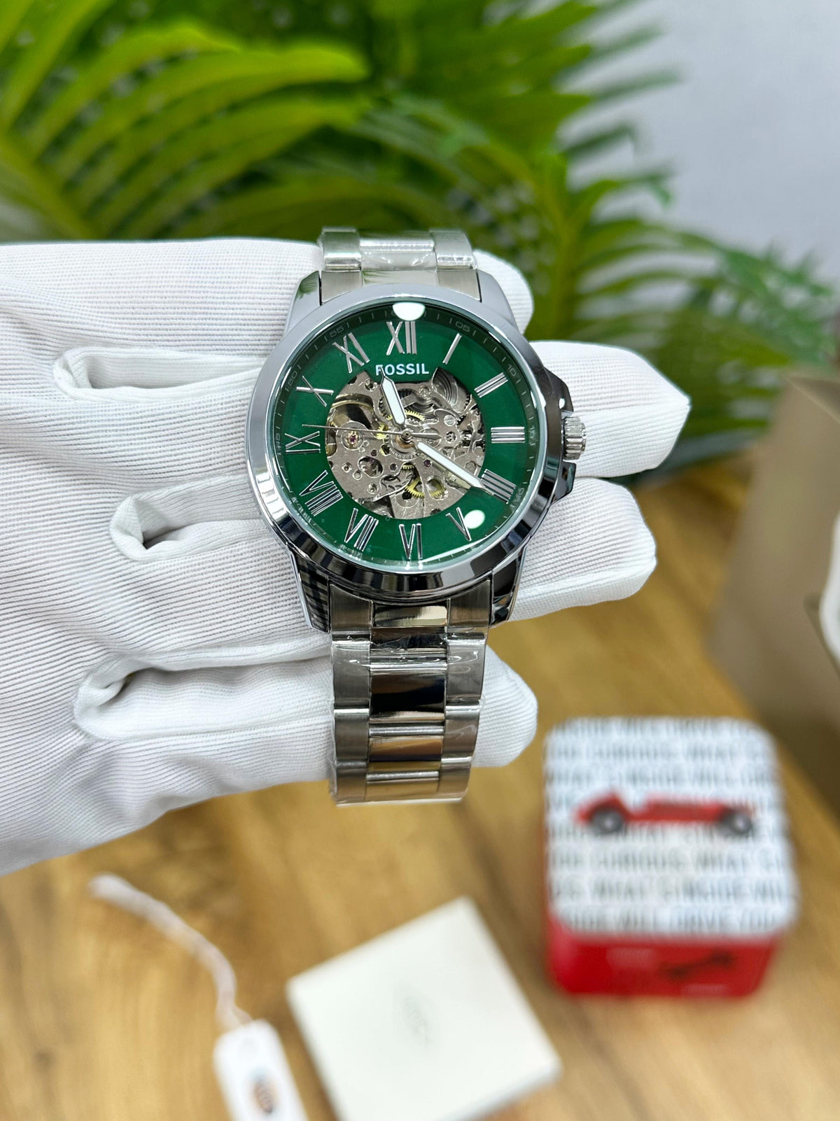 FOS.SIL GRANT PREMIUS AUTOMATIC OPEN HEART GREEN DIAL