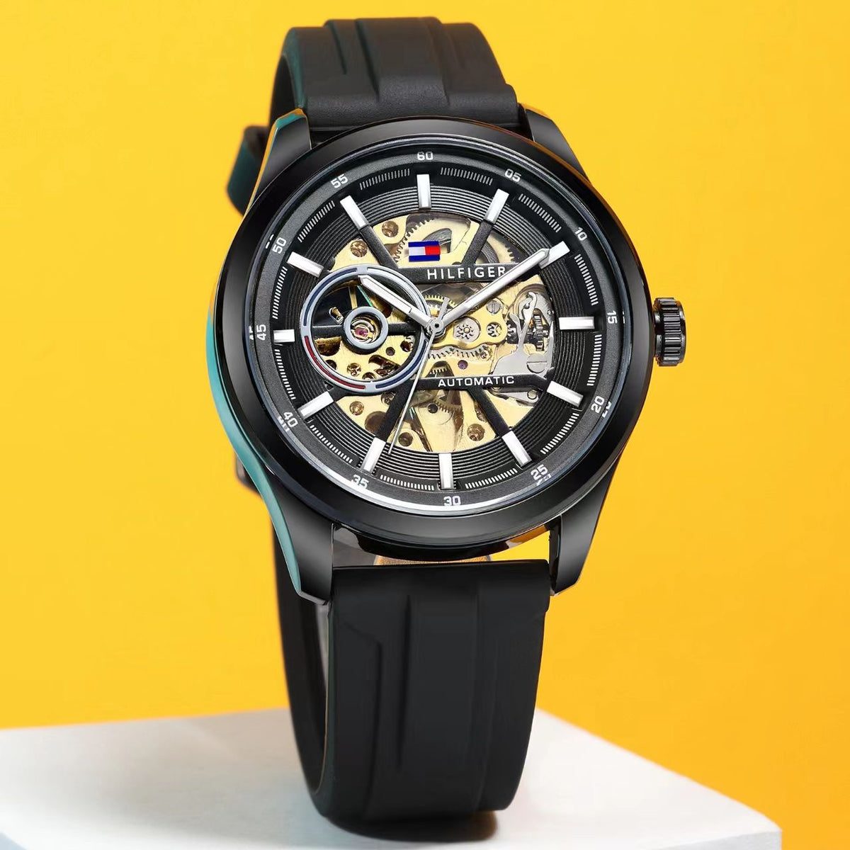 Tom.my Filfiger Automatic Silicon Full Black