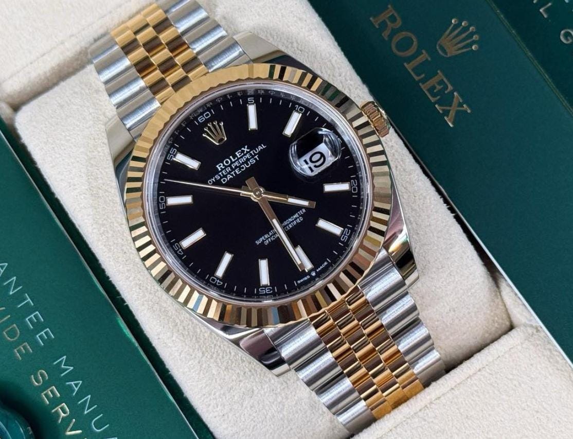 Rol.ex Oyster Perpetual Date Just 2Ton-Gold-Black Working Like Automatic