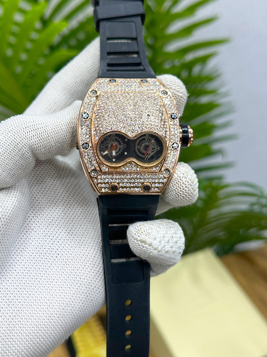 RICH.ARD MILLE BLACK🖤FULL DIAMOND STUDDED DIAL