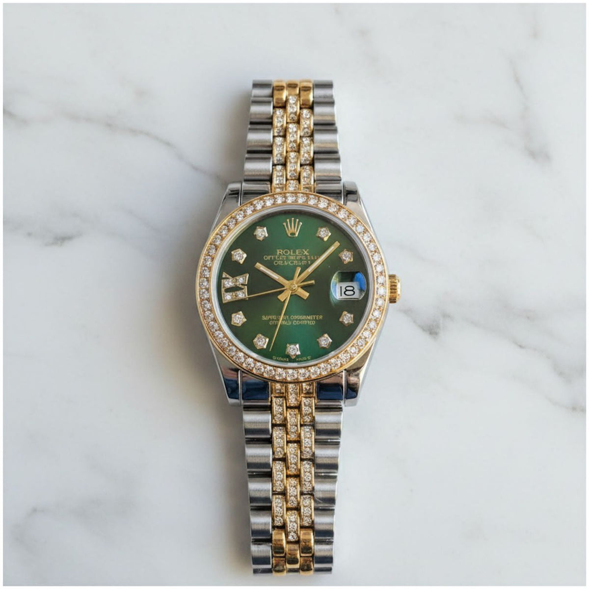 Rol.ex Oyester Perpetual Date Just 2Ton-Gold-Green