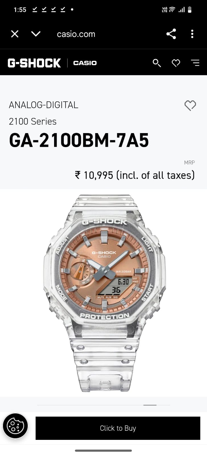 NEW LATEST G-SHOCK GA2100