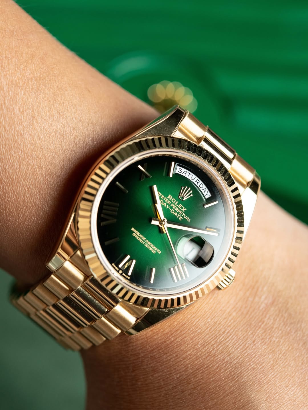 Rol.ex Oyster perpetual Day Date Automatic Gold-Green