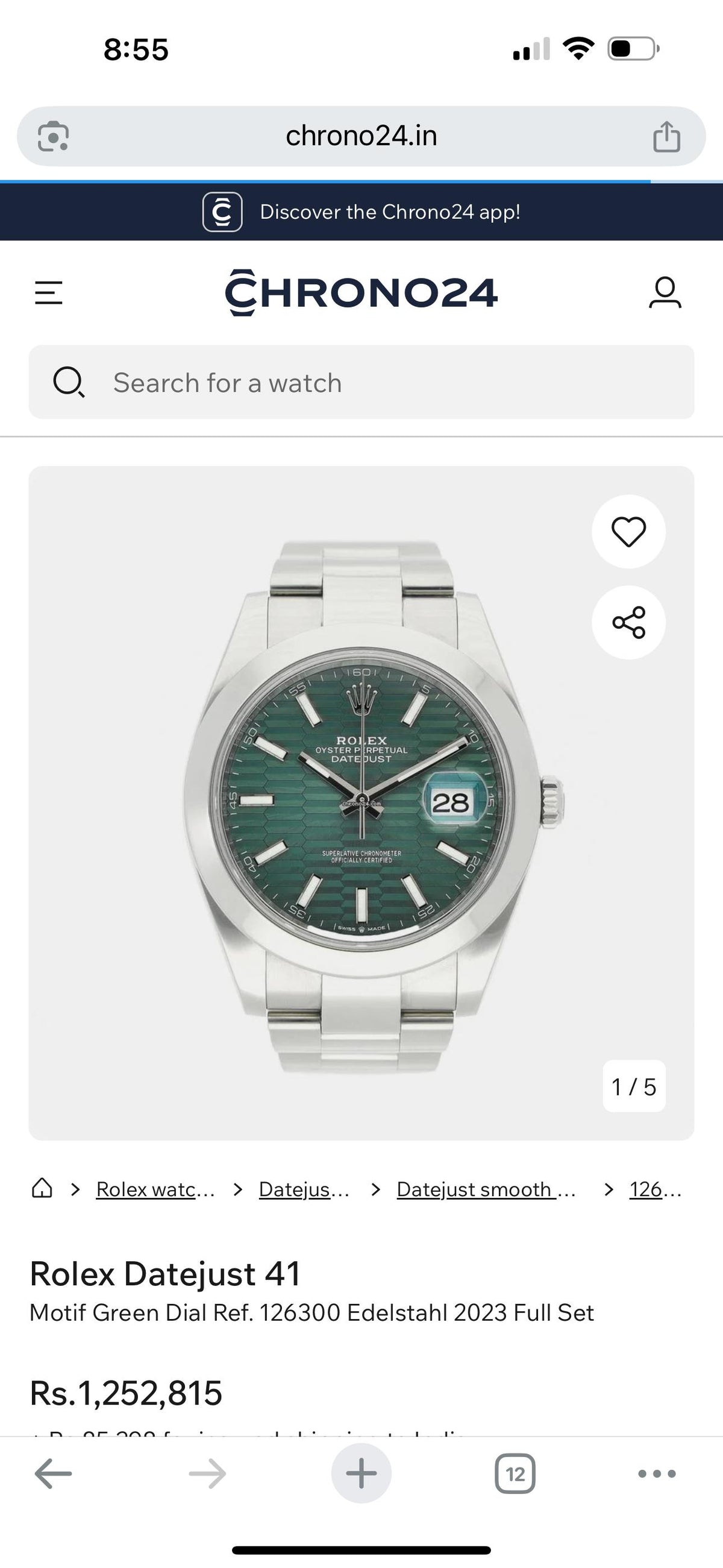 ROL.EX DATE-JUST 41mm GREEN MOTIF DIAL