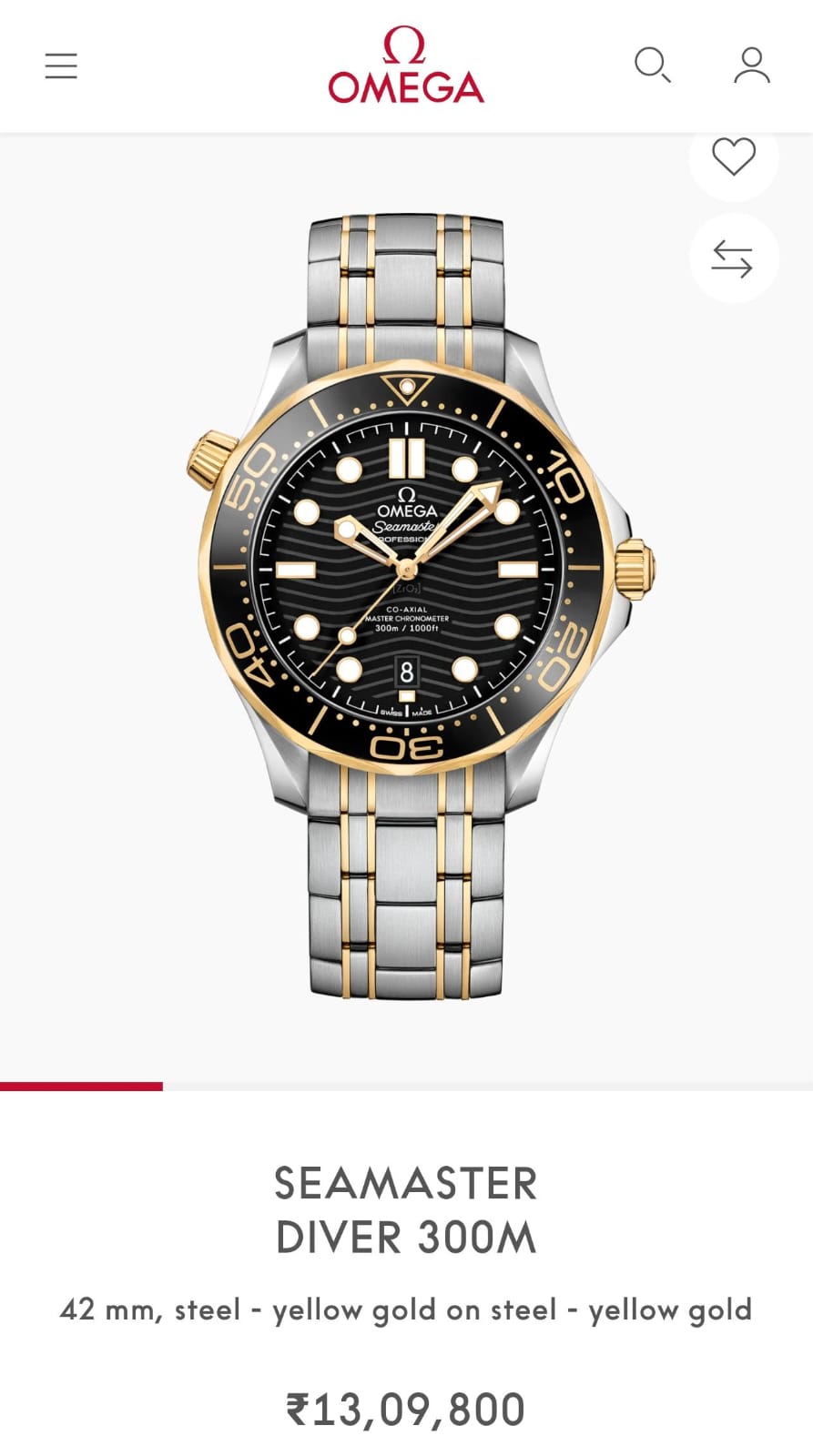 Om.ega seamaster diver 300M automatic Gold-Black