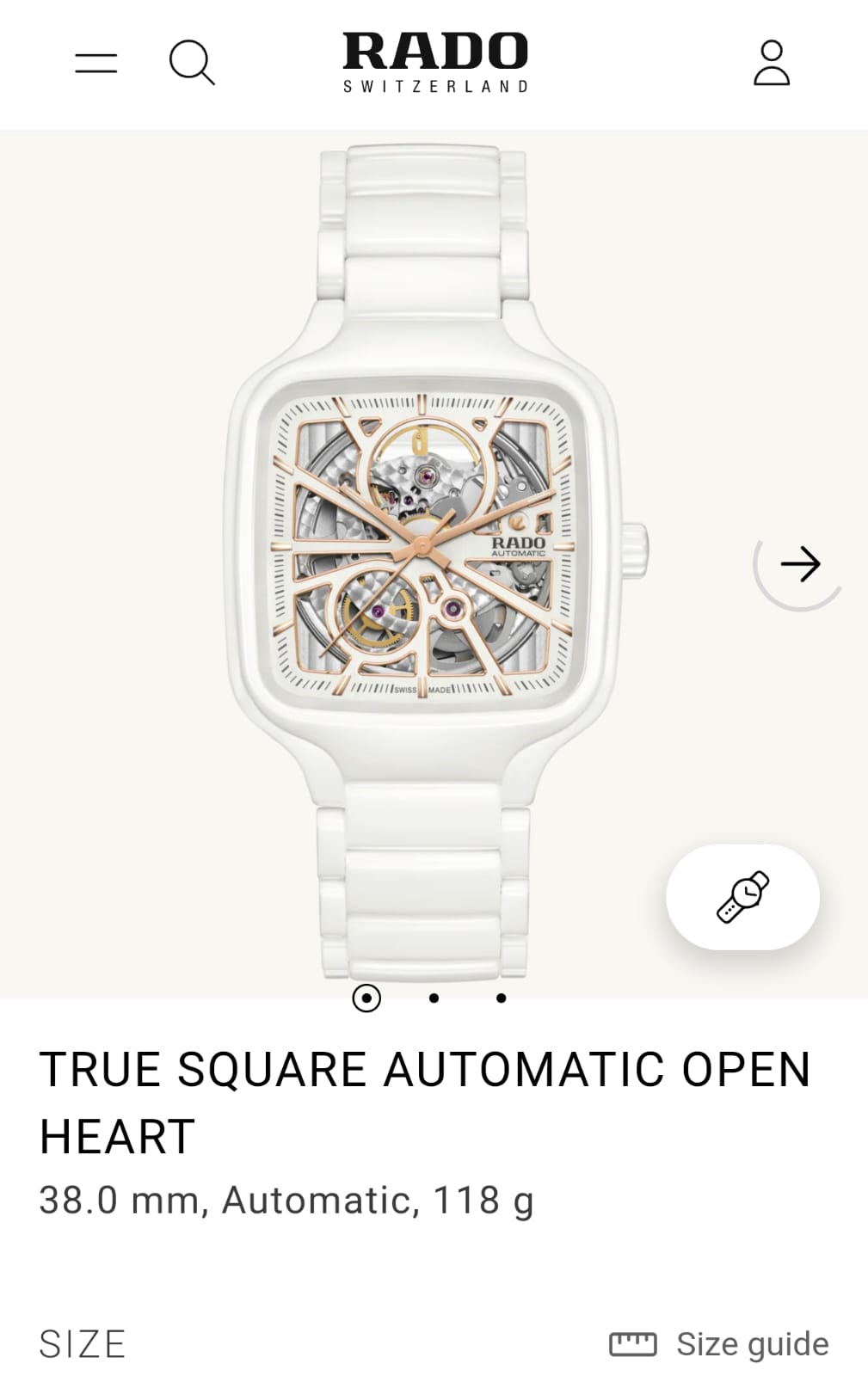 Ra.do true square automatic ceramic- white-copper