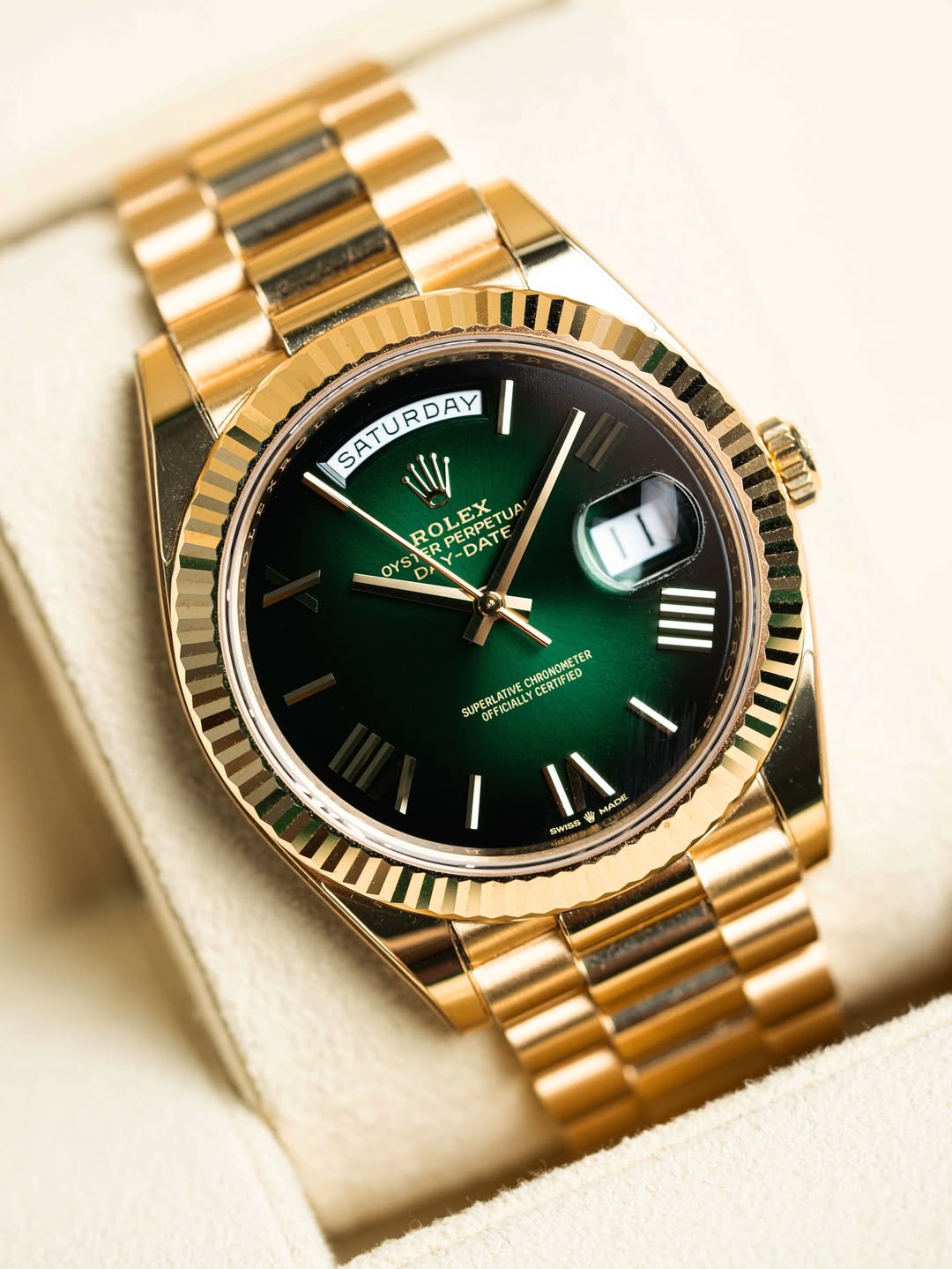 Rol.ex Oyster perpetual Day Date Automatic Gold-Green