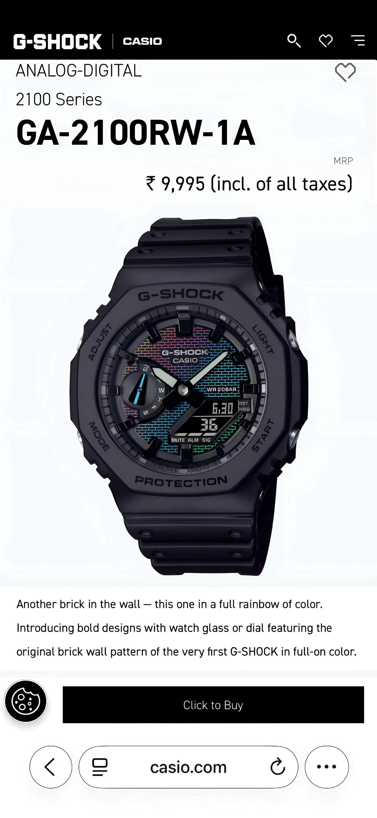 Hot Selling G-Shock GA 2100 Rainbow face
